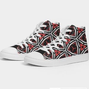 Geometric Pattern High-Top Sneakers